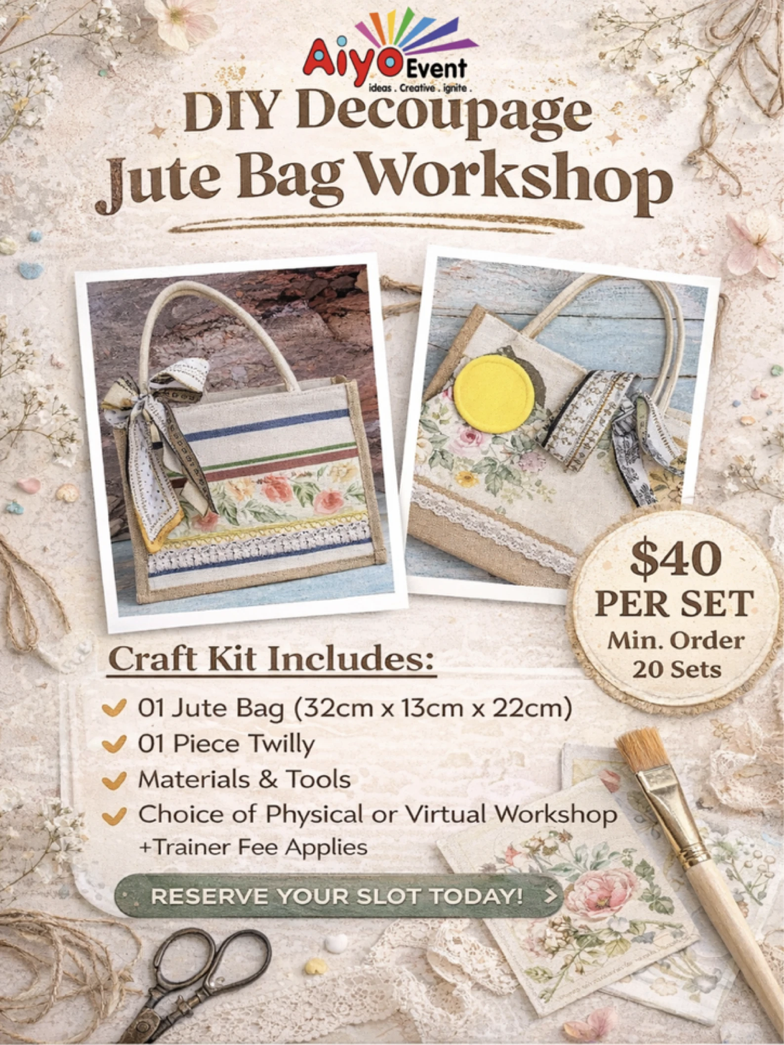 Decoupage Jute Bag